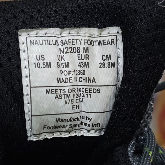 Nautilus Mens Safety Toe Work Shoes Size 10.5 M Gray Green Mesh N2208M Oil-Resis - Picture 5 of 5